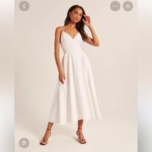 NWT abercrombie and fitch strappy plunge corset maxi dress white